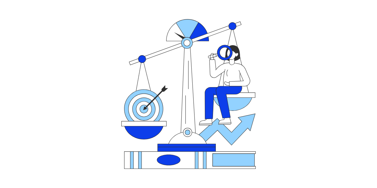 Illustration einer Grau die auf einer Justiz Waage sitzt