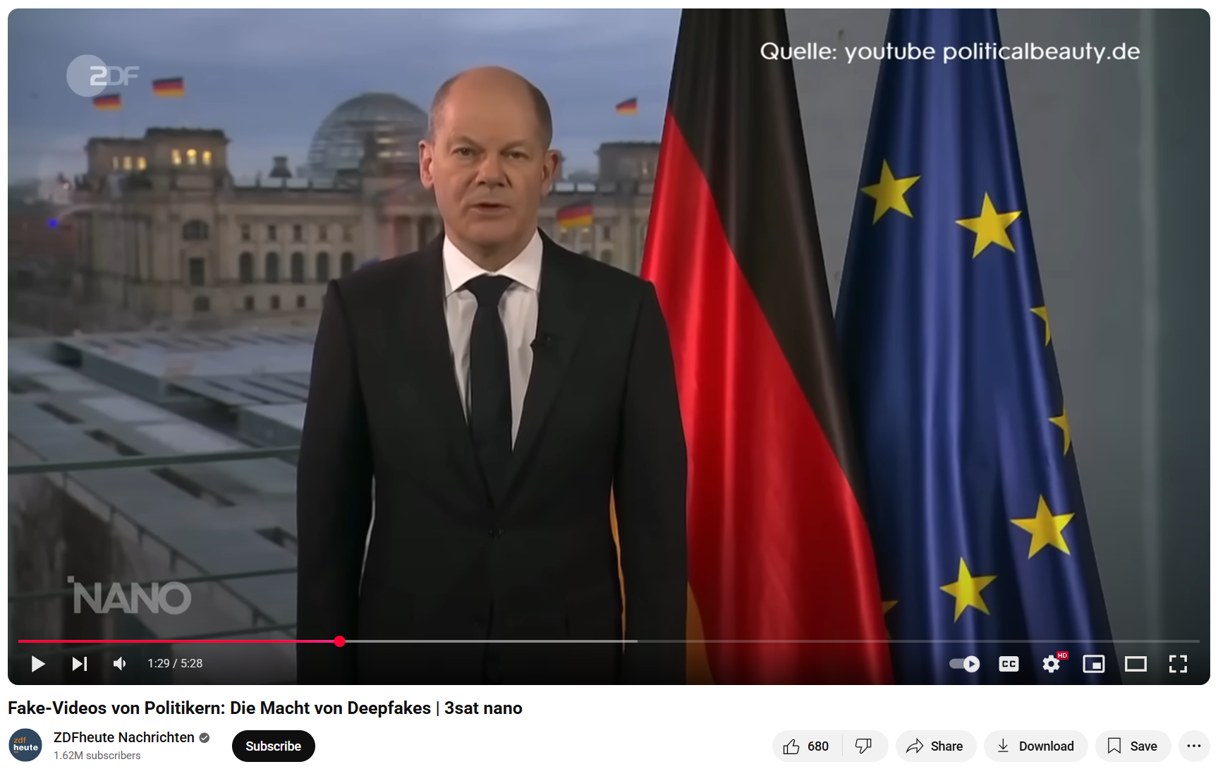 Screenshot eines ZDF Beitrages