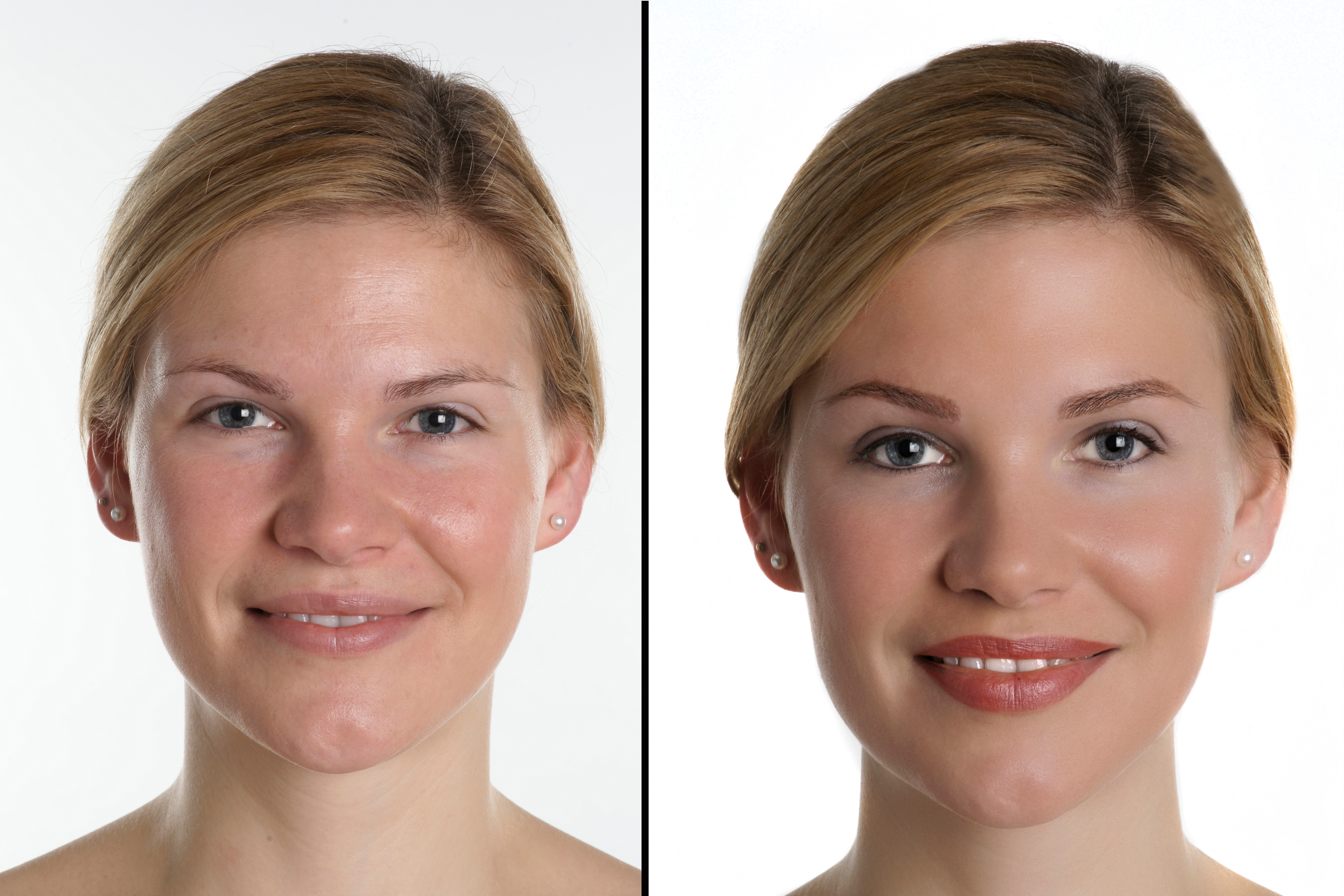 Beauty Retousche im Passbild einer blonden Frau