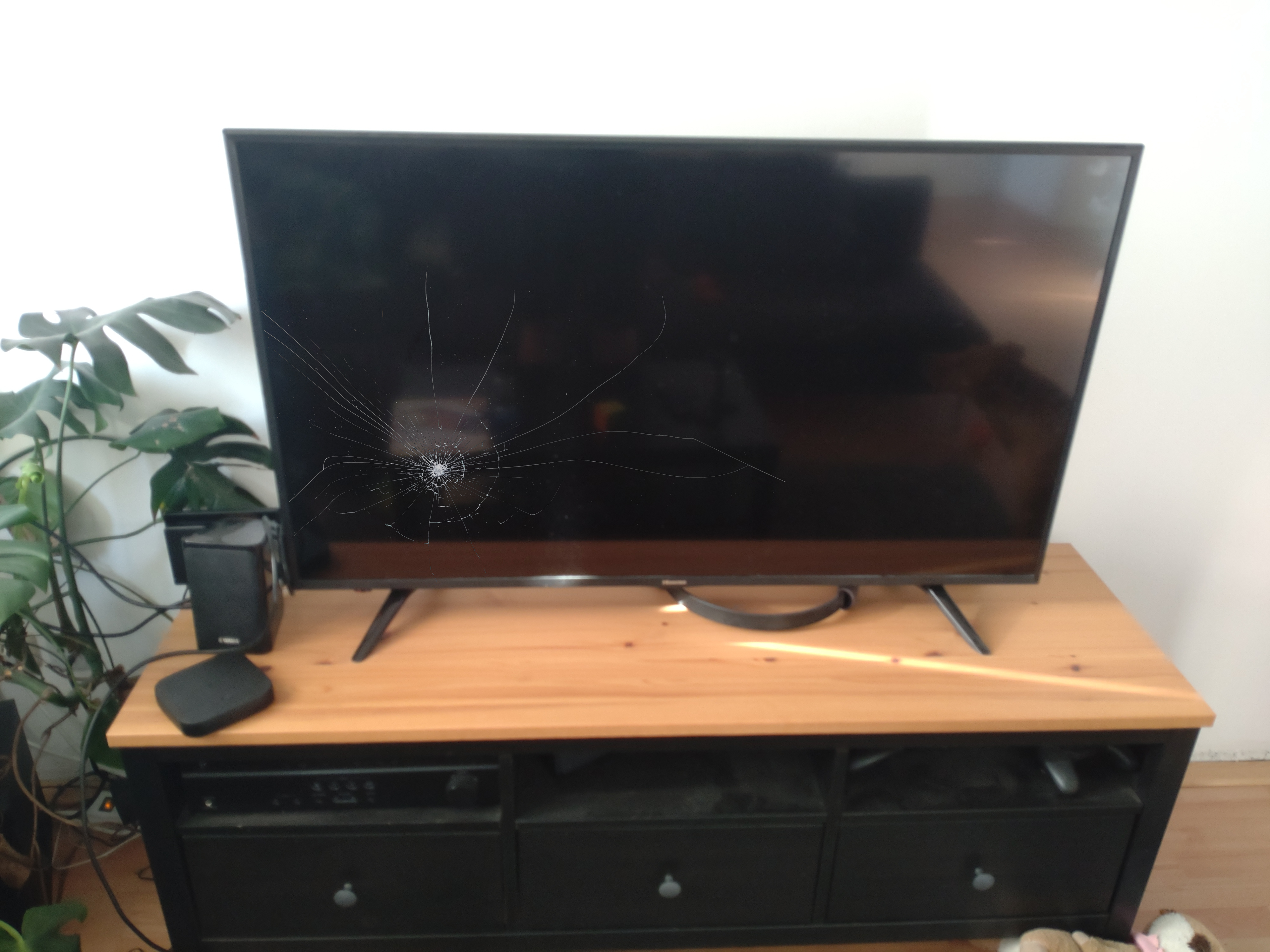 TV Gerät mit Sprung in der Scheibe