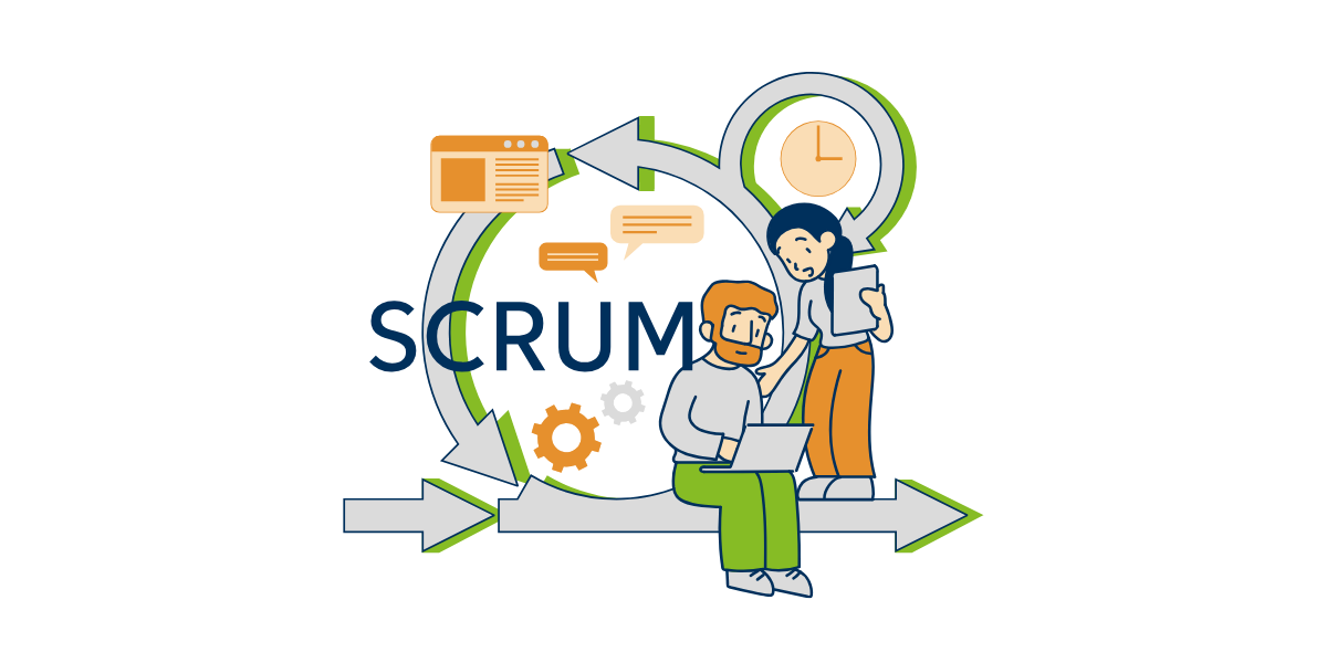 SCRUM Illustration mit 2 Personen