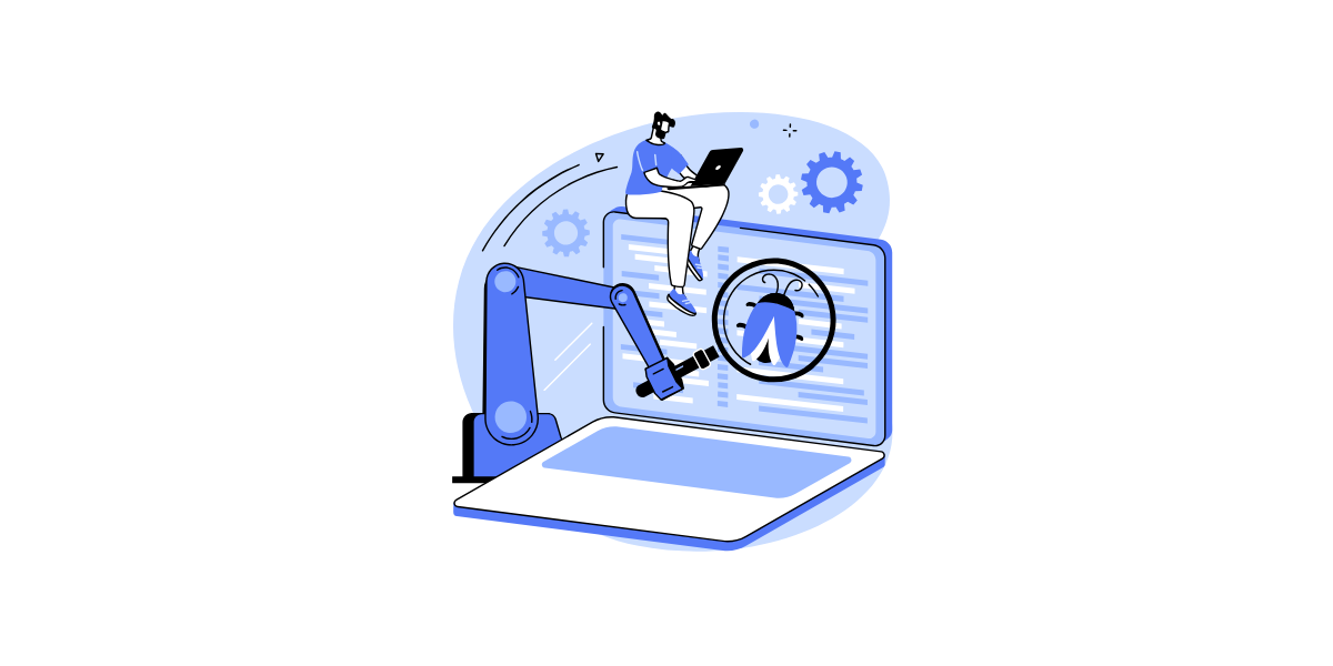 Grafik eines Mannes der auf einem PC sitzt