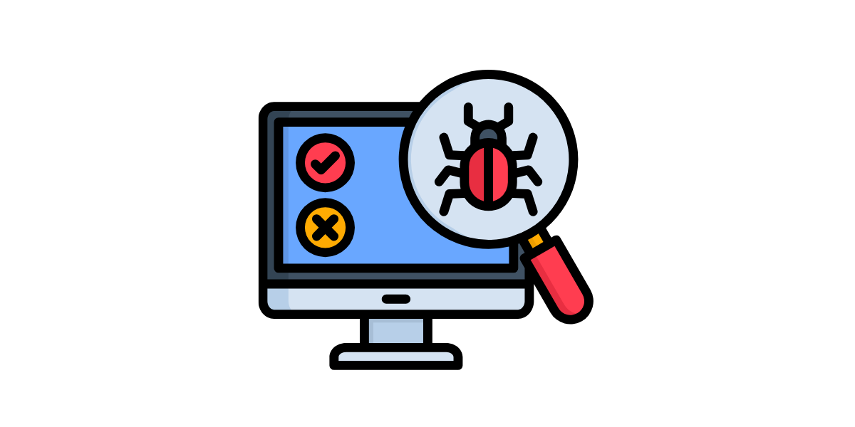 Icon eines PC mit einem Bug