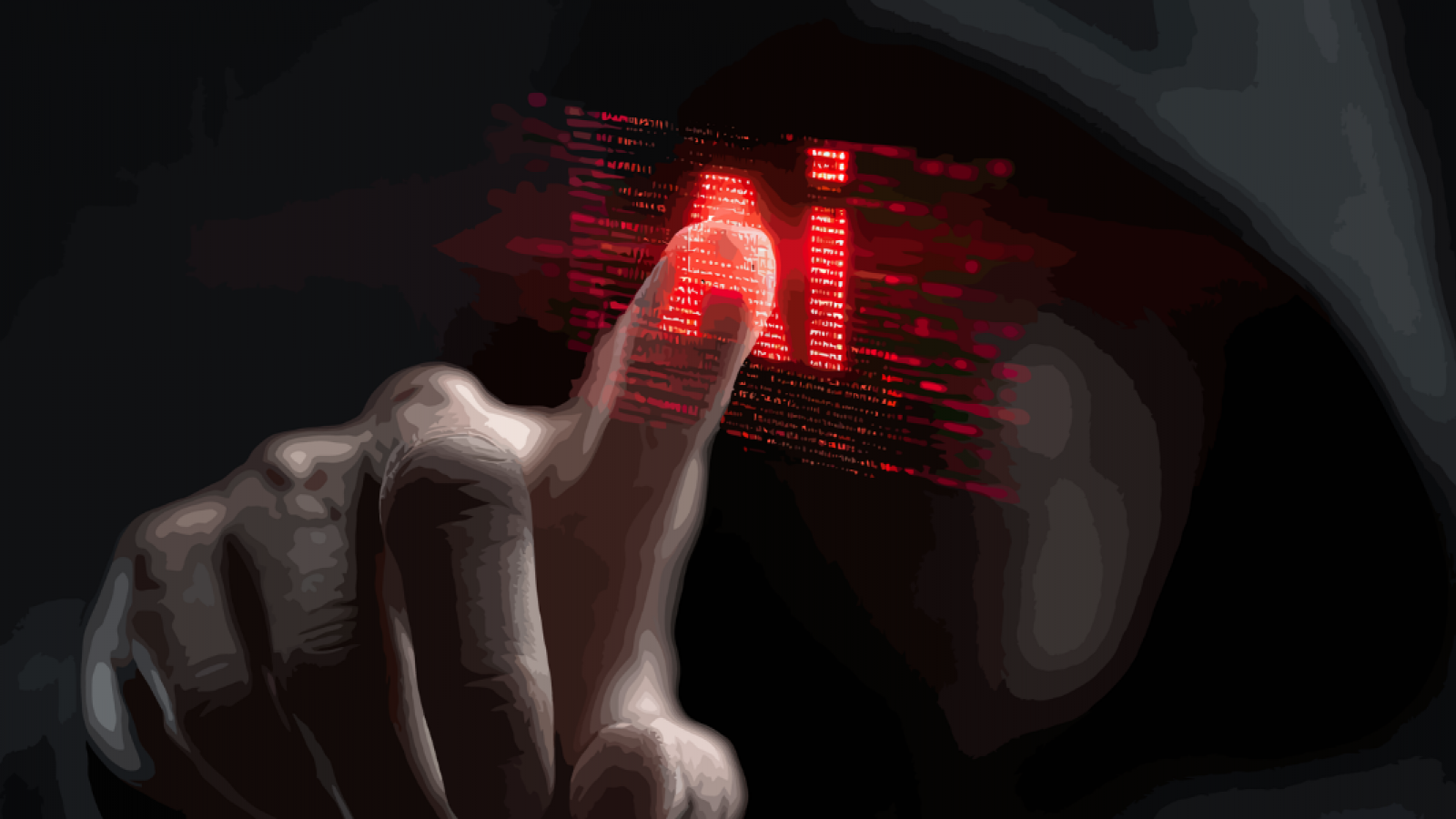 Angedeuteter Betrüger mit AI Schriftzug