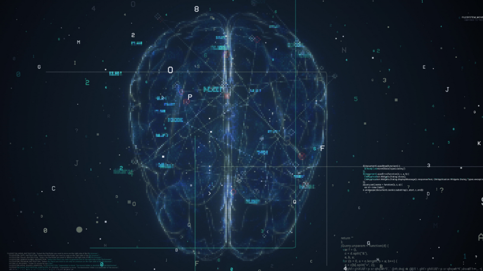 Abstraktes Gehirn mit einer menge an Datenpunkten