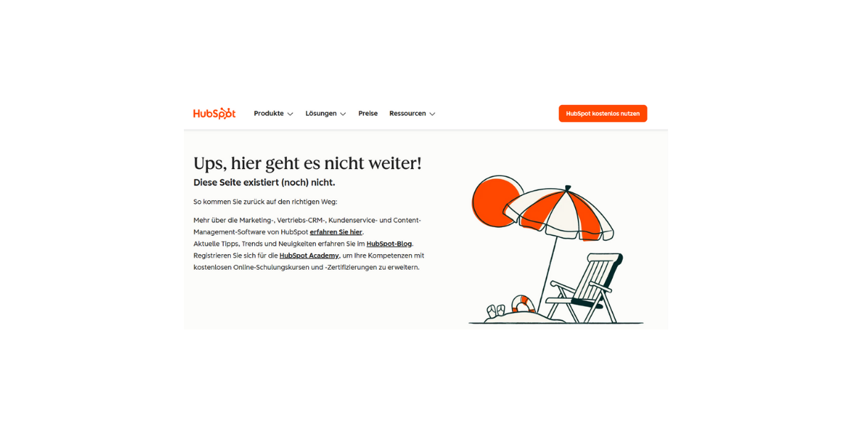 Beispiel Humorvolle Fehlermeldung