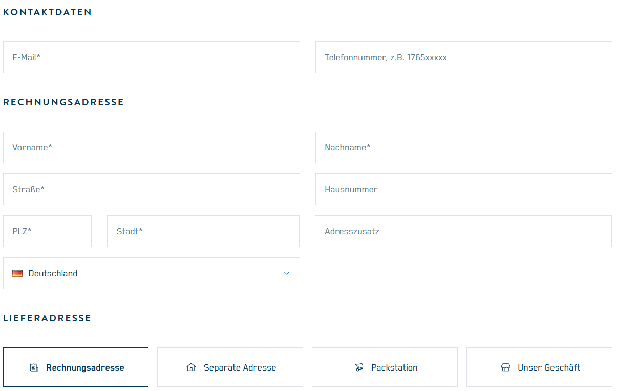 Beispiel für gruppierte Daten im Bestellprozess