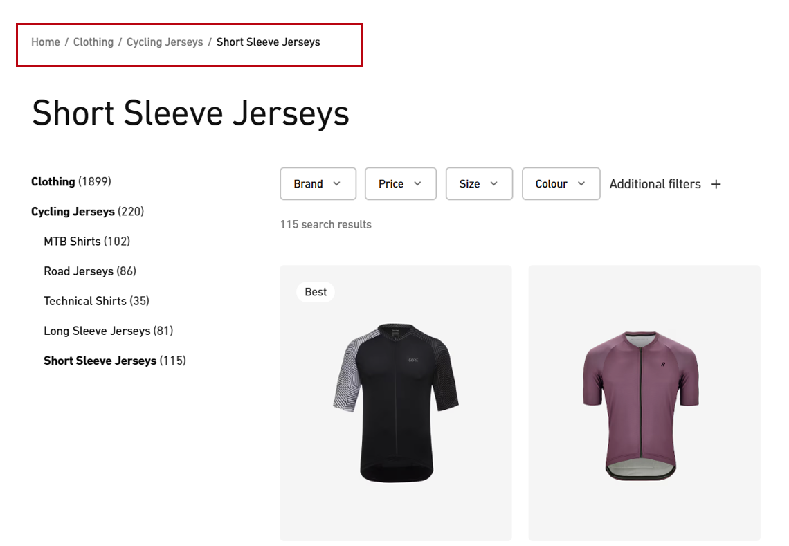 Beispiel für ein Breadcrumb Menü