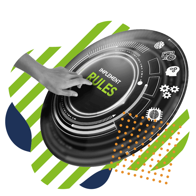 Eine Hand drückt auf einen digitalen Button mit der Aufschrift 