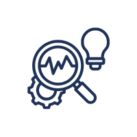 Icon einer Lupe mit anderen Symbolen