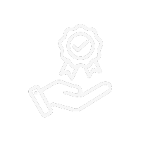 Icon einer Hand mit Prüfsiegel