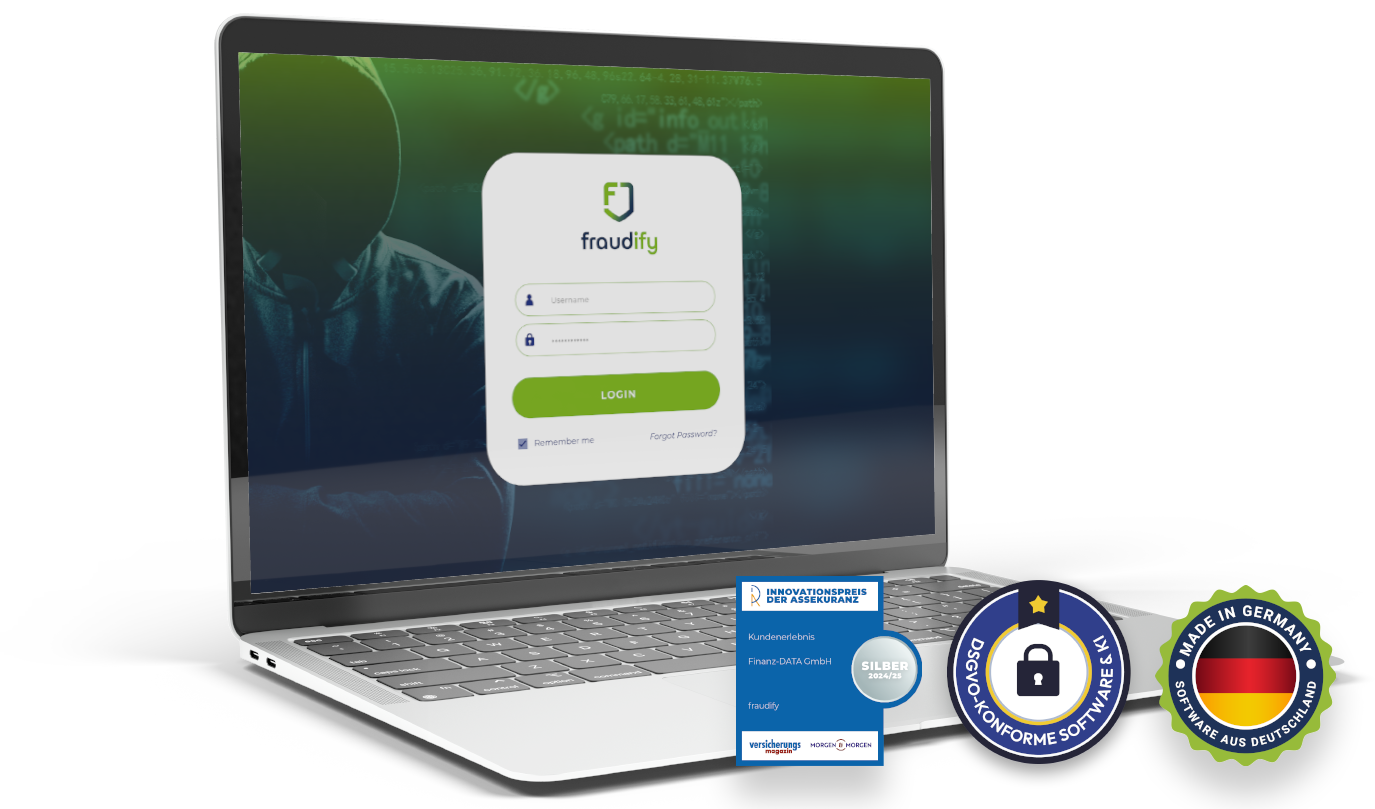 Laptop mit fraudfy Bildschirm